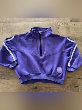Souris Mini Purple Quarter-Zip Pullover Top sporty cropped cozy sz 5